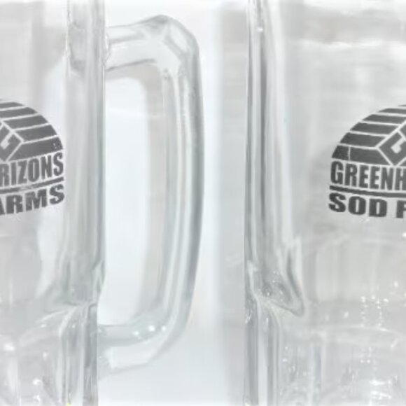 BAR1 - 8"  VERY THICK & HEAVY BEER MUGS Green Horizons SOD FARMS Ale Glass Cup - Picture 4 of 4